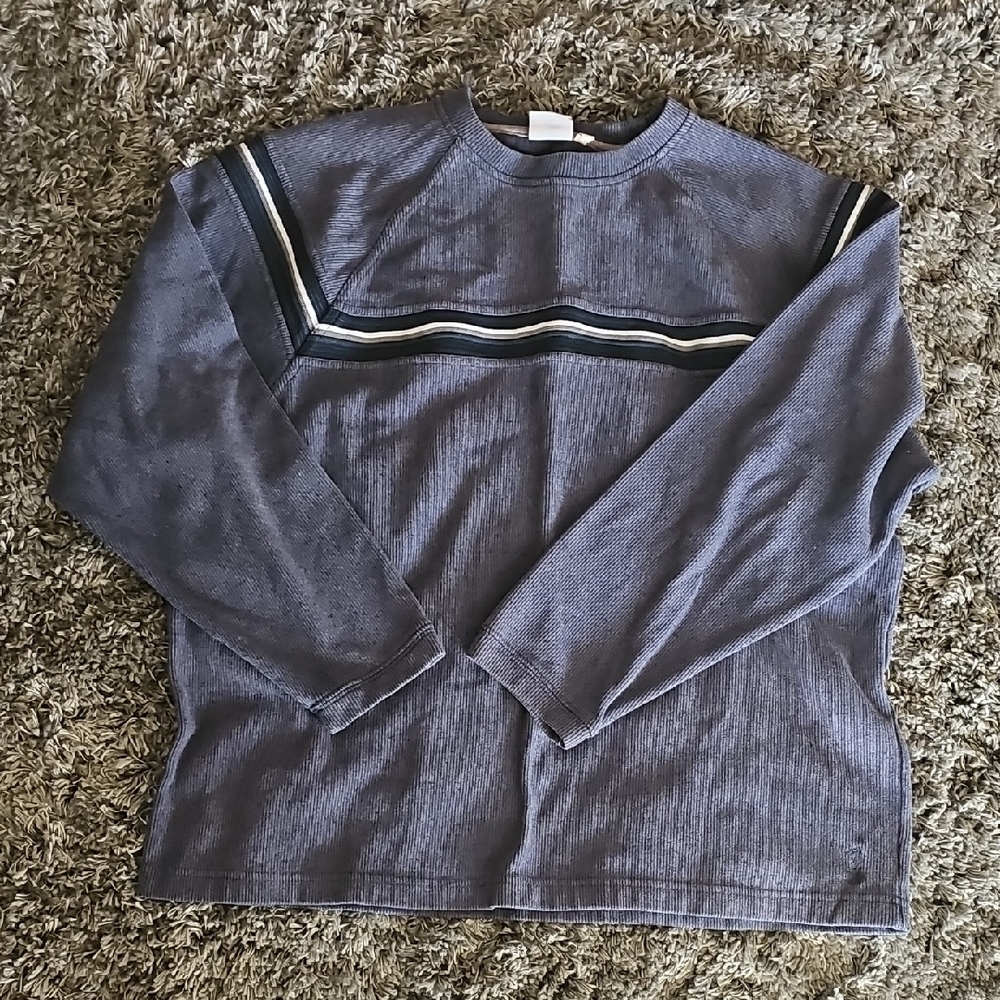 Blue Crewneck Sweater with Horizontal Stripe
